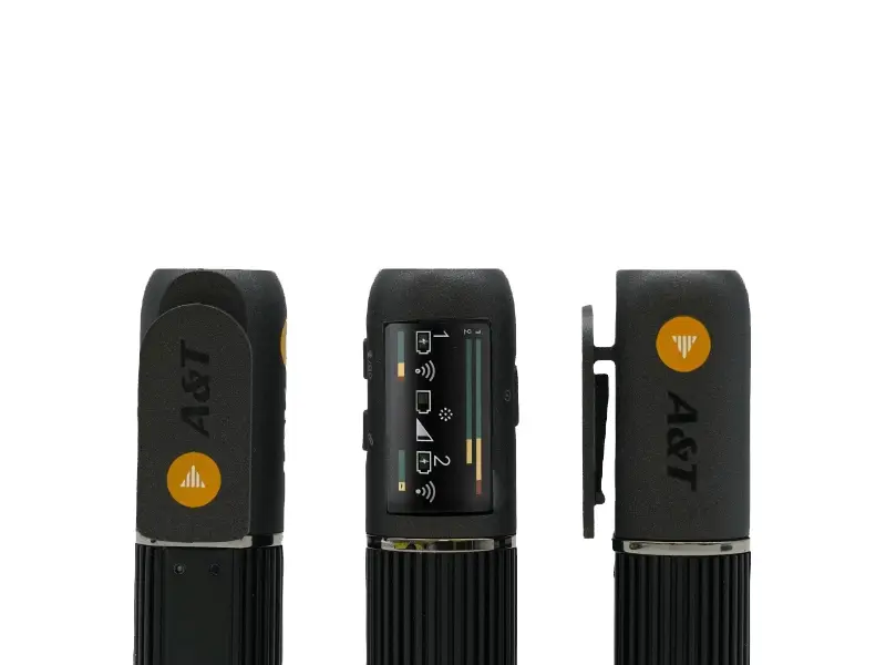 A&T AIR Pro Wireless Microphone system showing 1 transmitter and 2 receiver