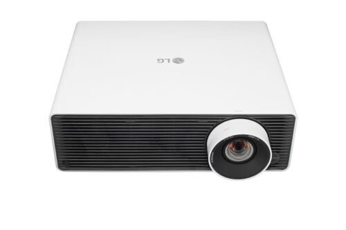 LG ProBeam 4K (3840x2160) Laser Projector with 5,000 ANSI Lumens Brightness, upper front view, BU50RG