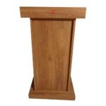 Wooden Podium Stand with 3 Shelves for Storage