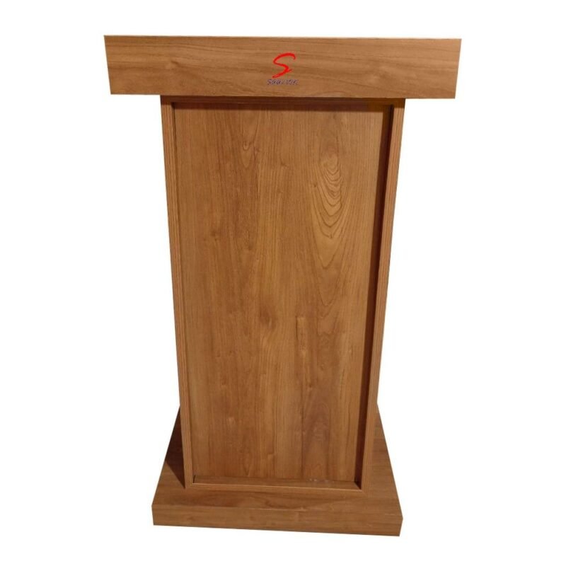 Wooden Podium Stand with 3 Shelves for Storage