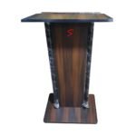 Wooden Podium Stand with Stainless Steel Pipe