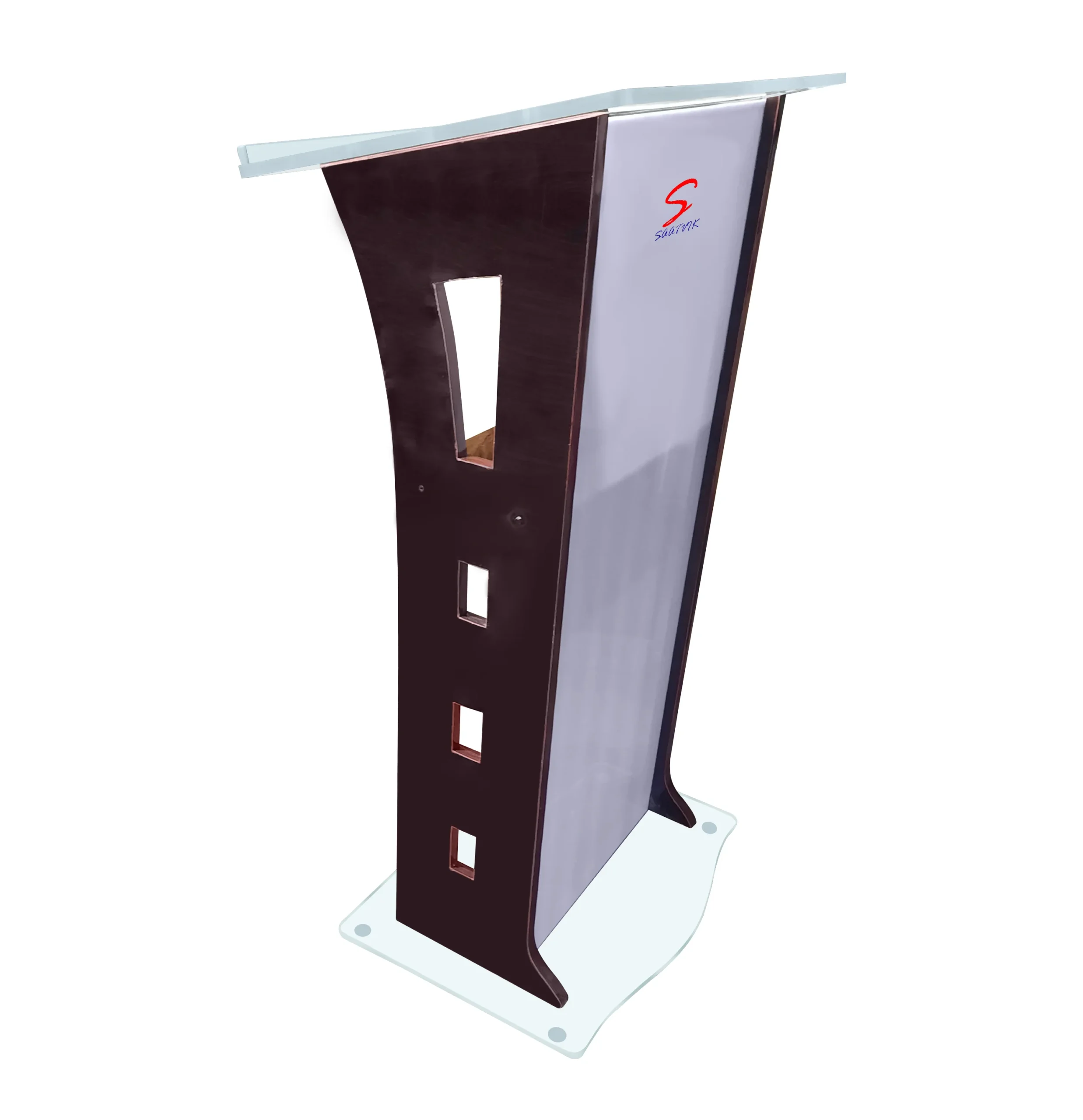 Acrylic & Wooden Podium Stand with shelf for storage