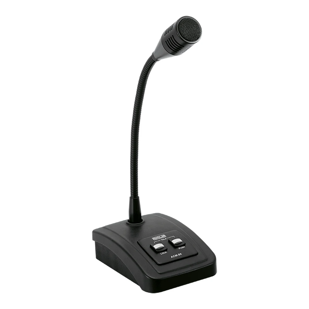 Ahuja ACM-96 single zone commercial desktop paging microphone with 300mm flexible gooseneck and die-cast base