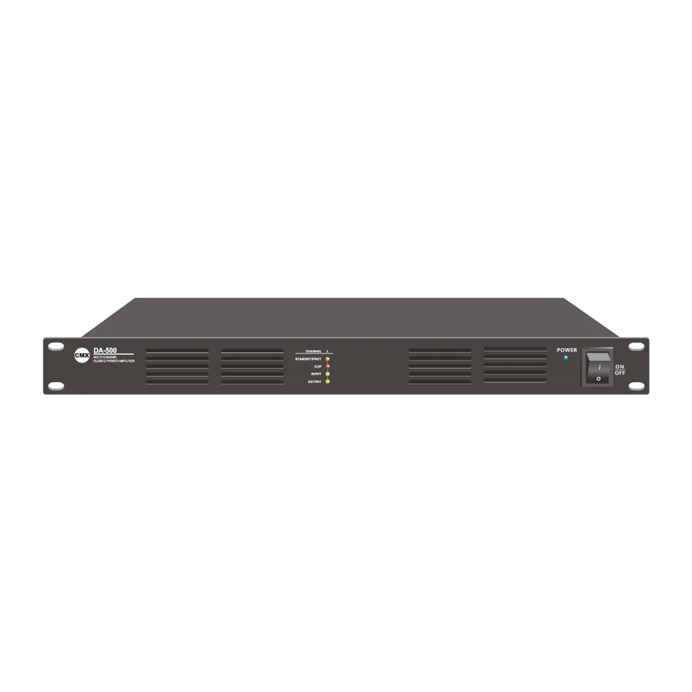CMX DA-240 240W Class-D Commercial Power Amplifier 19 Inch 1U Rack Mount Front Angle View