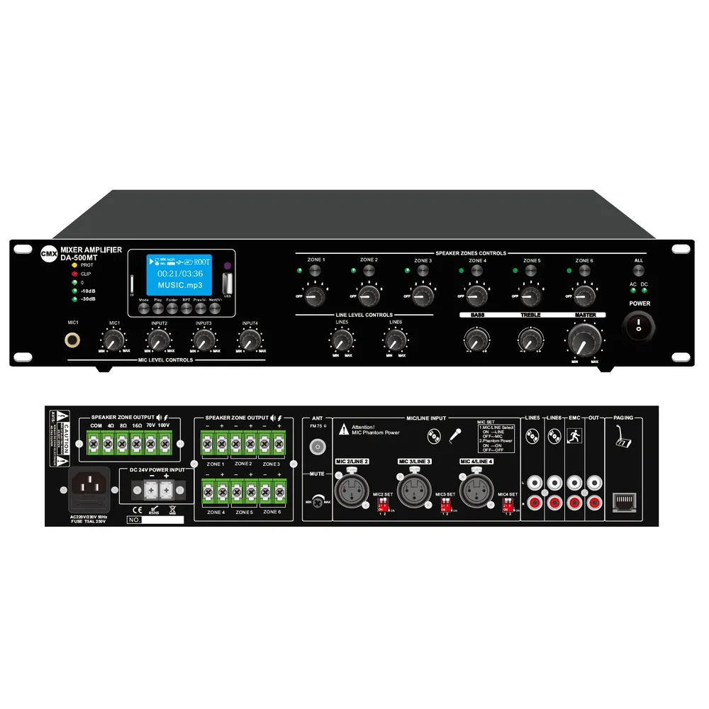 CMX DA-500MT 6 Zone Commercial Mixer Amplifier with MP3/FM/Bluetooth (500W) - View 2