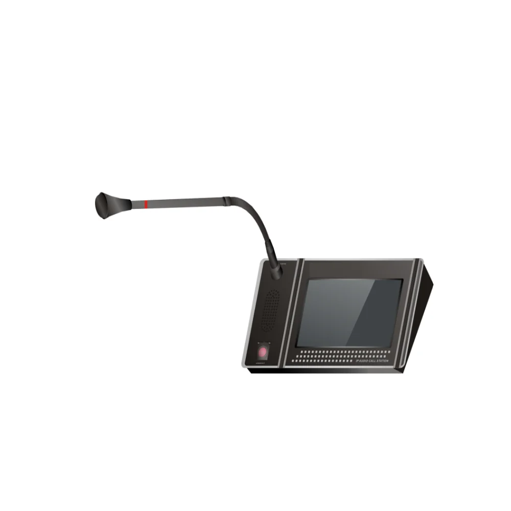 CMX DI-9700TM desktop IP paging console with gooseneck microphone and touch LCD