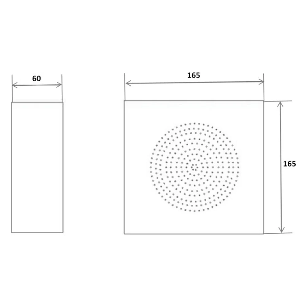 CMX FWS-56MEN dimensional technical drawing 165mm width x 165mm height x 60mm depth