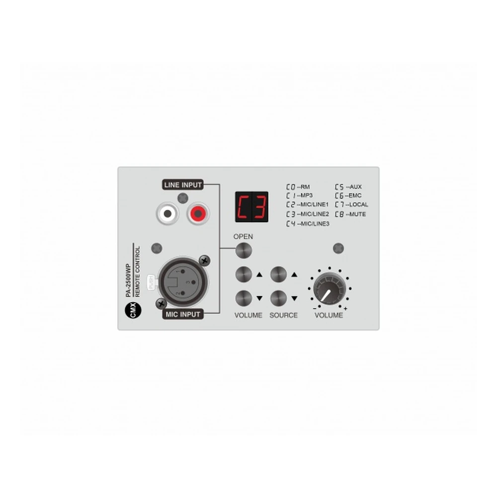 CMX PA-4500WP In-Wall Audio Matrix Remote Control Wall Plate for PA-4500 Series Mixer Amplifiers with Source Selection Volume Control and Bluetooth
