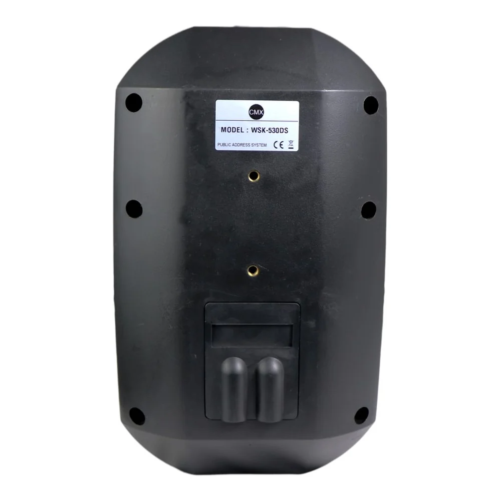CMX WSK-640DS 6.5-inch wall mount speaker rear panel in black finish showing terminal cover and mounting points