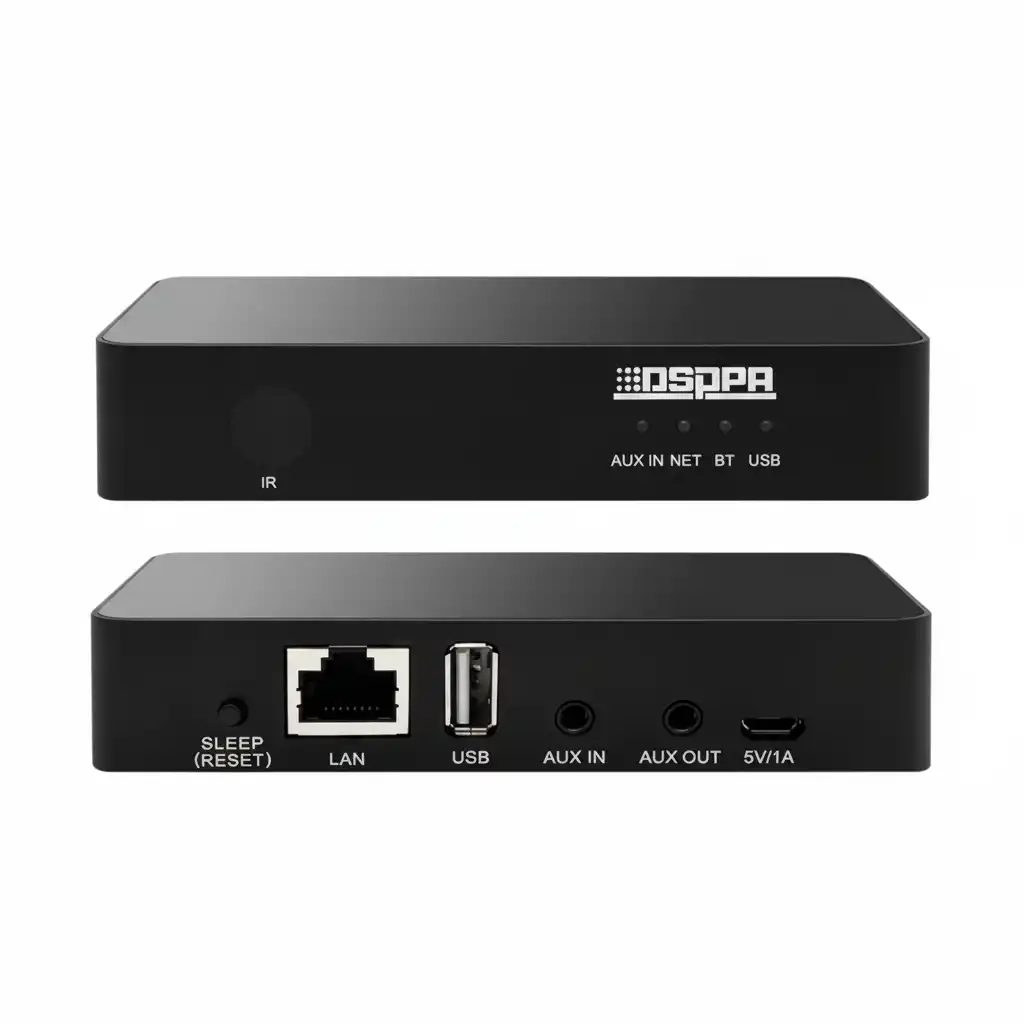dsppa-dw01-wifi-audio-streamer-front-panel-and-back panel