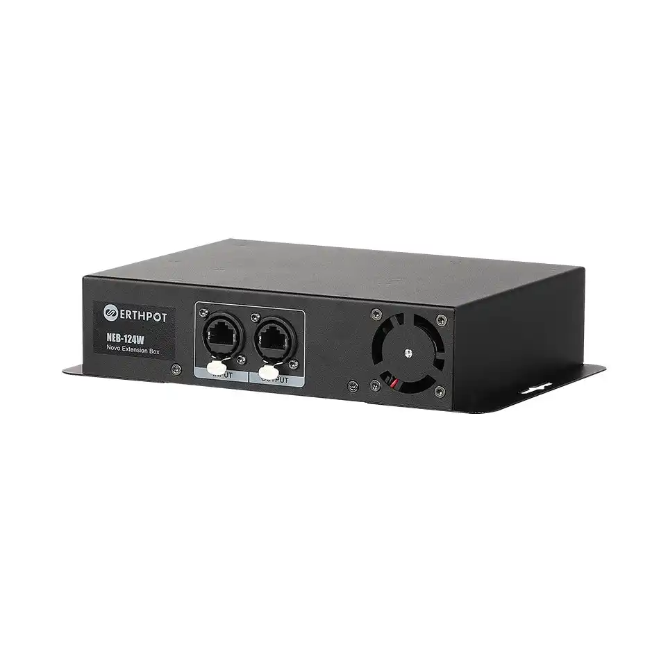 Side profile of Erthpot NEB-124W Extension Box highlighting the built-in cooling fan