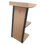 Wooden Podium Stand with 3 Shelves for Storage