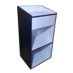 Black & White Wooden Podium Stand with 3 shelves for storage