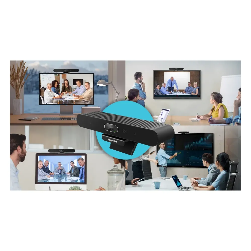 PeopleLink i20 Plus 4K videobar deployed in modern enterprise huddle room