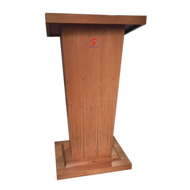 Wooden Podium Stand with 2 Shelves for Storage