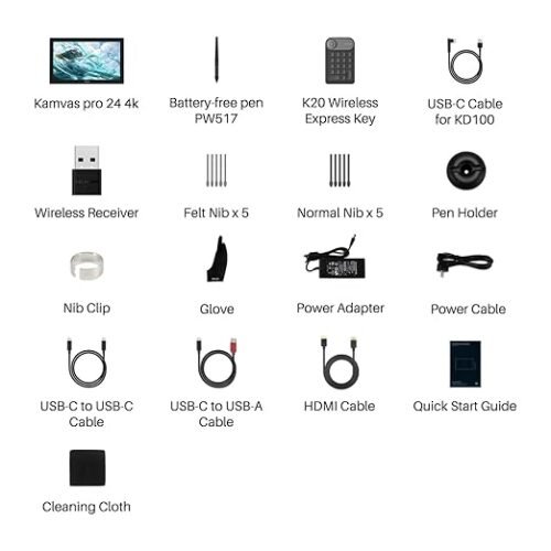 Inside the box of HUION Kamvas 24(4K) Pen Display Graphic drawing tablet