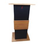 Stylish Wooden Podium Stand with 3 Shelves for Storage