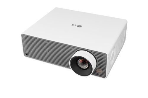 LG ProBeam 4K (3840x2160) Laser Projector with 5,000 ANSI Lumens Brightness, upper right view, BU60PST