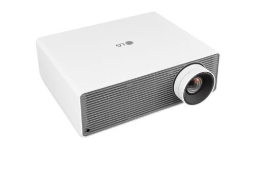 LG ProBeam 4K (3840x2160) Laser Projector with 5,000 ANSI Lumens Brightness, upper left view, BU60PST